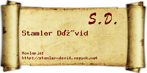 Stamler Dávid névjegykártya
